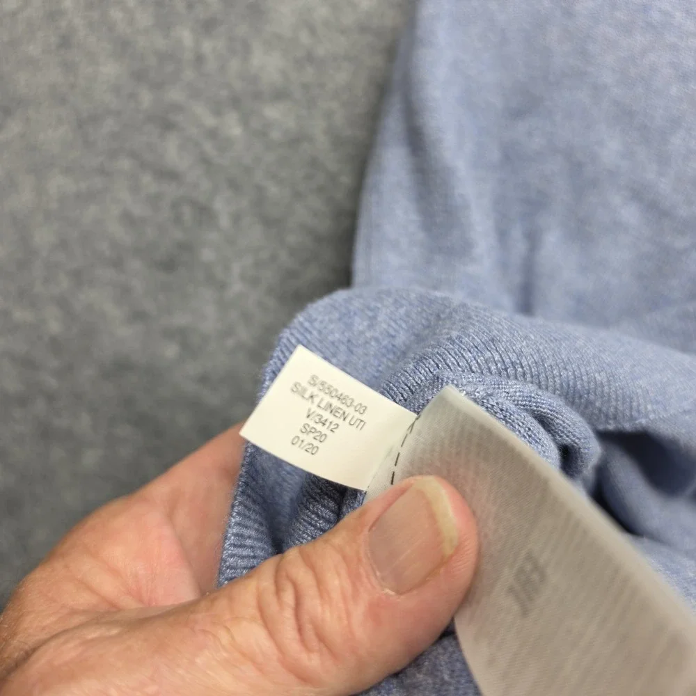 Banana Republic Mens Blue Silk Linen Blend Crewneck Sweater Medium Heathered